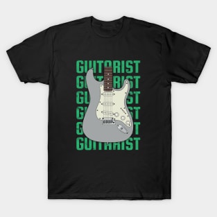 Guitarist Repeated Text S-Style Electric Guitar Body T-Shirt